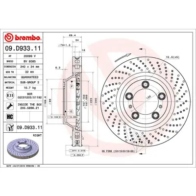 Disco de freno BREMBO 09.D933.11 Tendencia